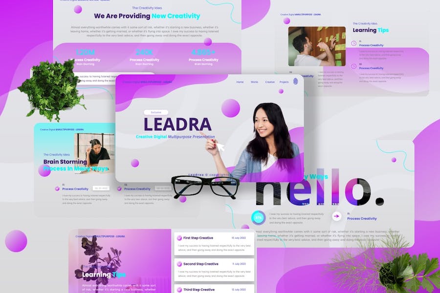 创意数字设计作品展示创意方案PPT模板 - 顶尖PPT