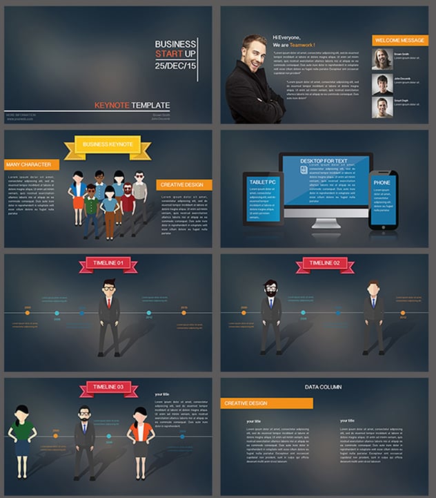 商业人物插画图形keynote模板 - 顶尖PPT