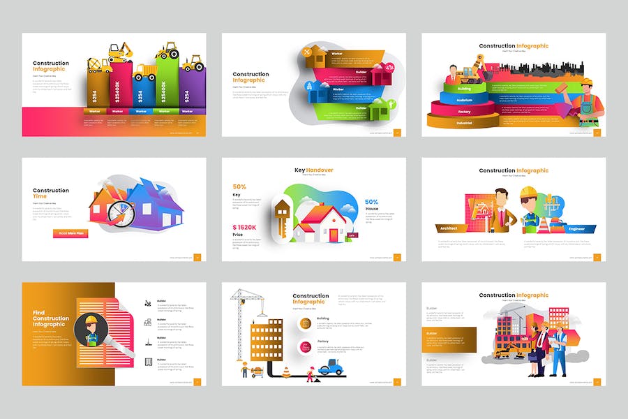 汽车工程建筑信息图表PPT模板 - 顶尖PPT