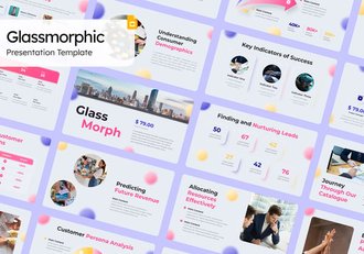 创意彩色新拟态玻璃风格PPT模板 - 顶尖PPT