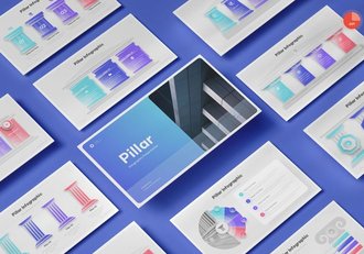 数据增长支柱信息图形PPT模板 - 顶尖PPT