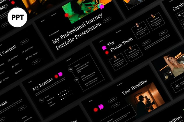 黑色渐变组合PPT模板 - 顶尖PPT