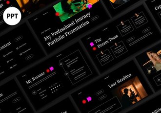 黑色渐变组合PPT模板 - 顶尖PPT