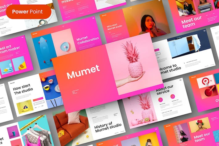 彩色创意作品展示商务PPT模板 - 顶尖PPT