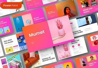 彩色创意作品展示商务PPT模板 - 顶尖PPT