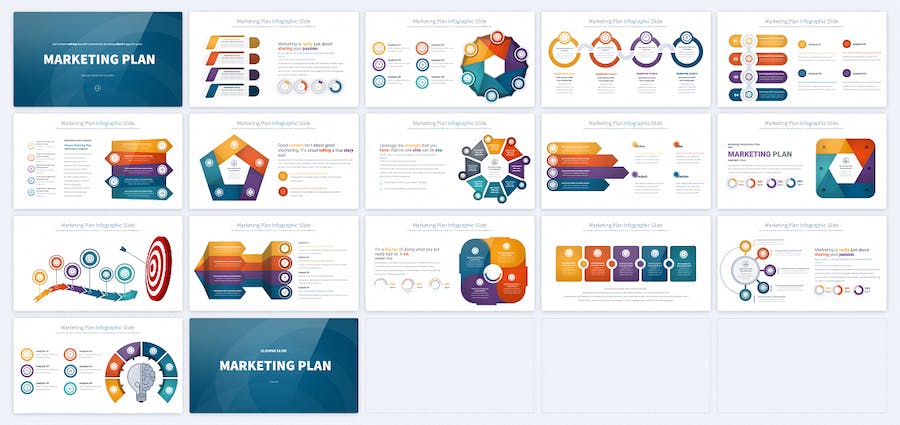 营销计划彩色信息图形PPT模板 - 顶尖PPT