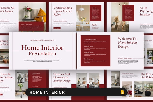 家居室内装修设计案例展示PPT模板 - 顶尖PPT