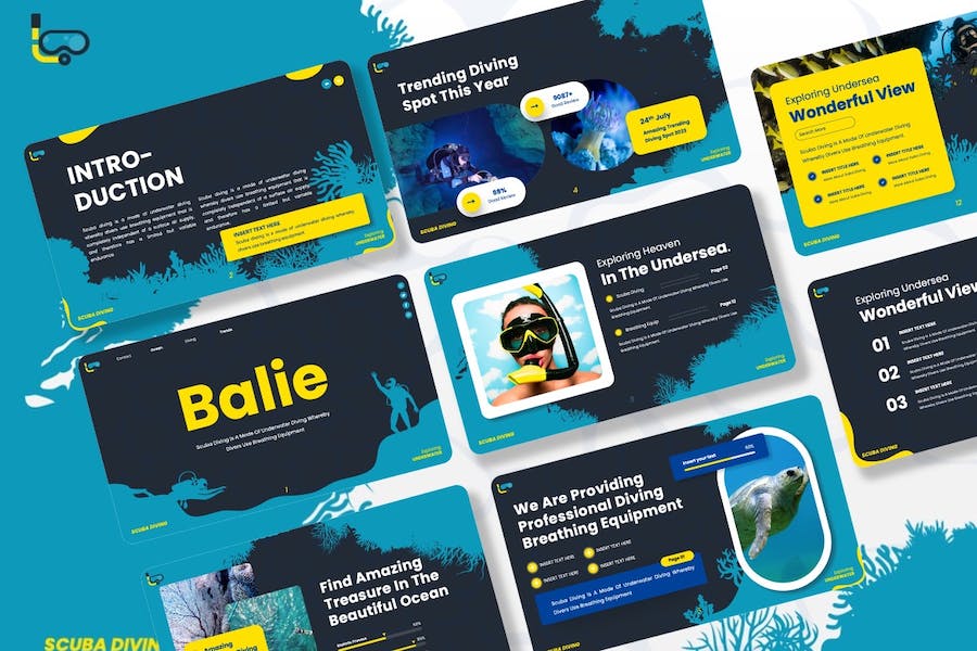 巴厘岛跳水运动体育主题Keynote模板 - 顶尖PPT