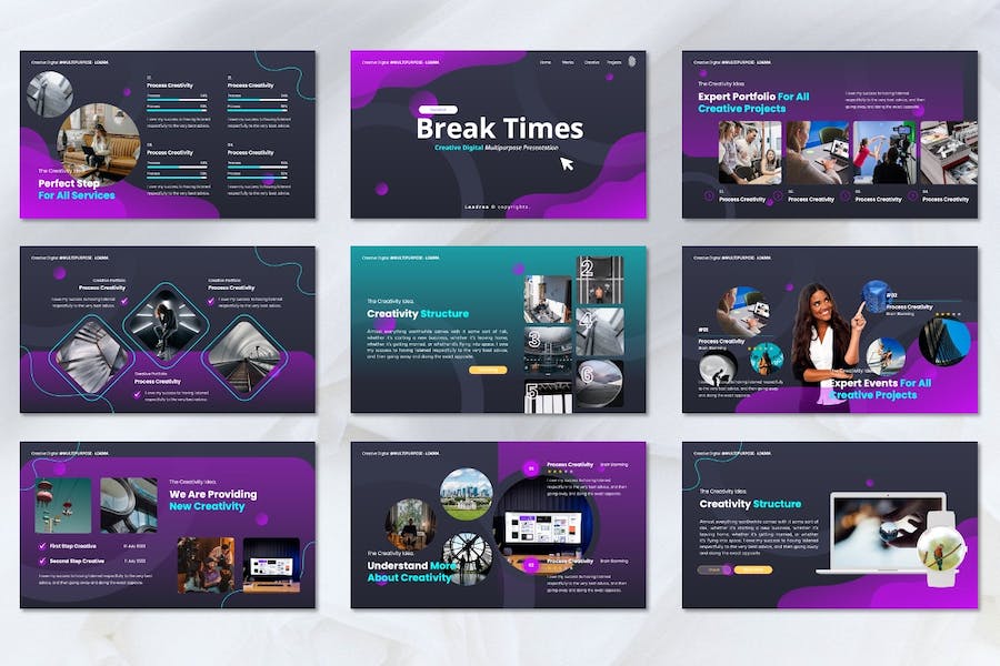 创意数字设计作品展示创意方案PPT模板 - 顶尖PPT