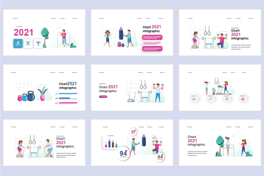 健身运动健康生活插画PPT模板 Retry - 顶尖PPT