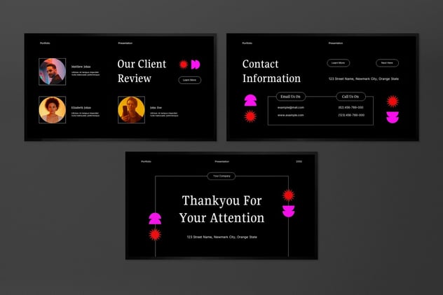 黑色渐变组合PPT模板 - 顶尖PPT