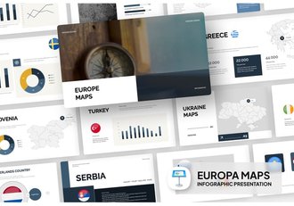 欧洲地图信息图形keynote模板 - 顶尖PPT