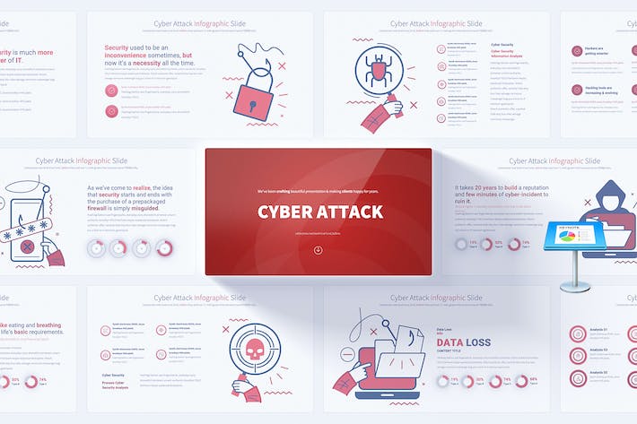 网络攻击概念图形keynote模板 - 顶尖PPT