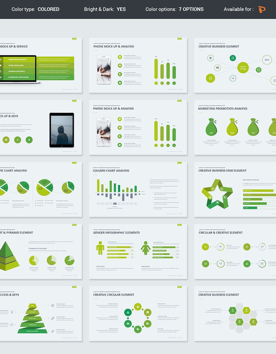 创意公司业务案例展示数据分析图形PPT模板 - 顶尖PPT