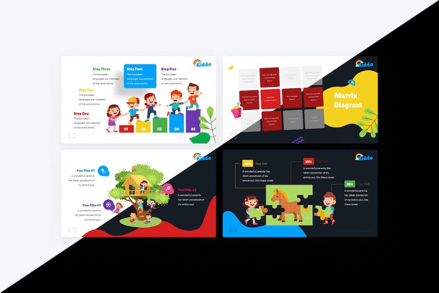 彩色插画图形儿童教育行业keynote模板 - 顶尖PPT