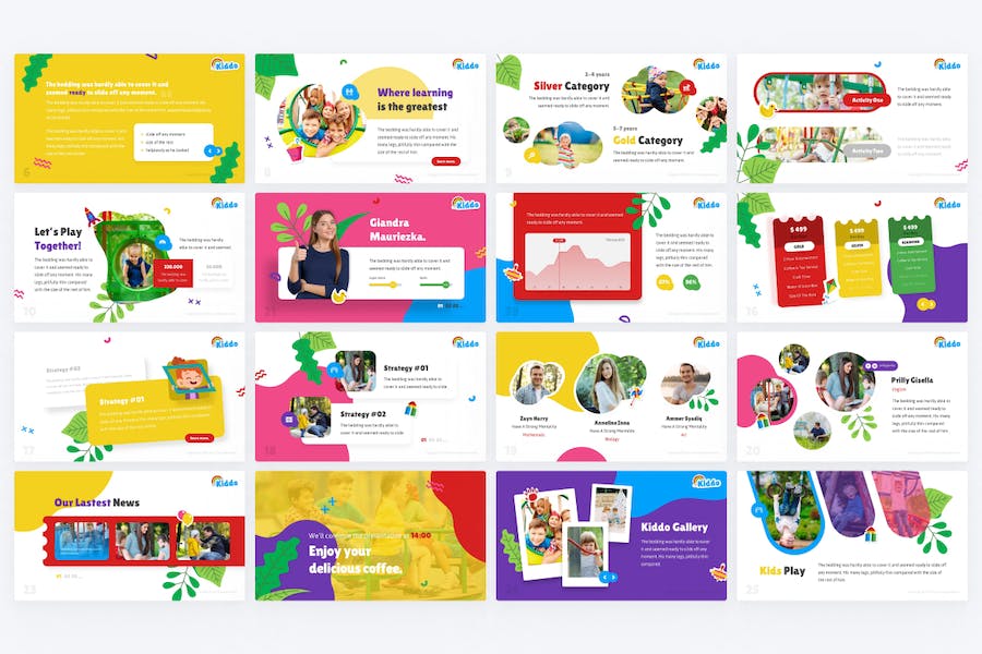 彩色插画图形儿童教育行业keynote模板 - 顶尖PPT