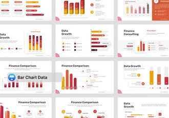 红色条形图数据图形keynote模板 - 顶尖PPT