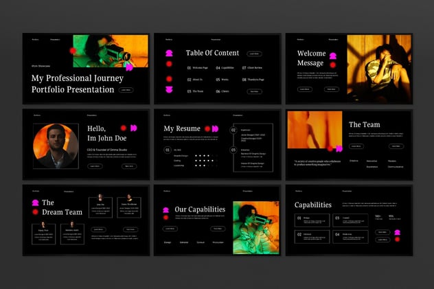 黑色渐变组合PPT模板 - 顶尖PPT