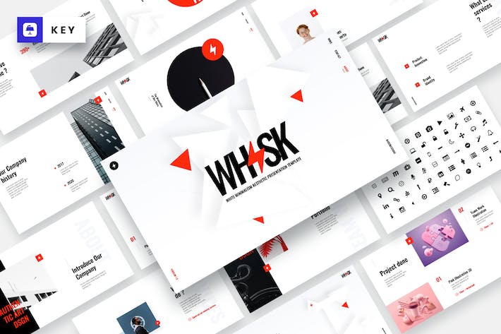 白色极简主义风格设计展示Keynote模板 - 顶尖PPT