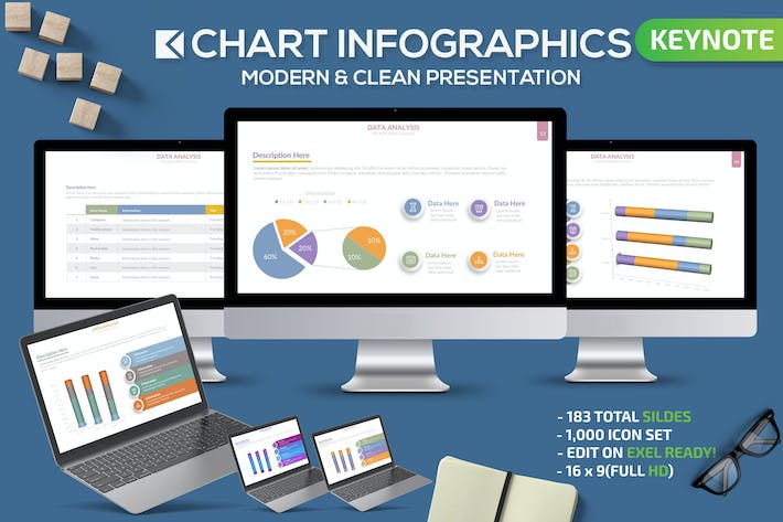 微立体柱形图统计图表keynote模板 - 顶尖PPT