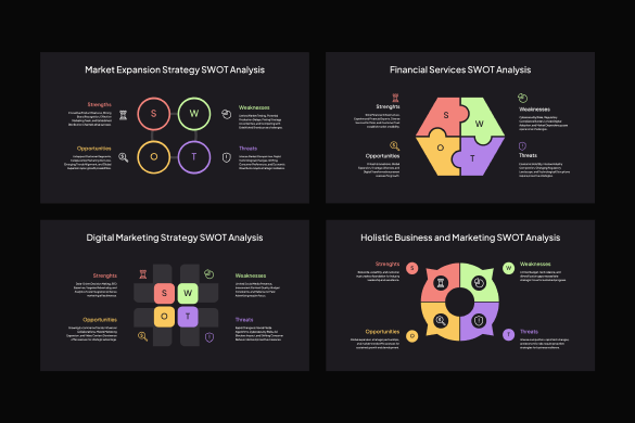 SWOT分析信息图形keynote模板 - 顶尖PPT