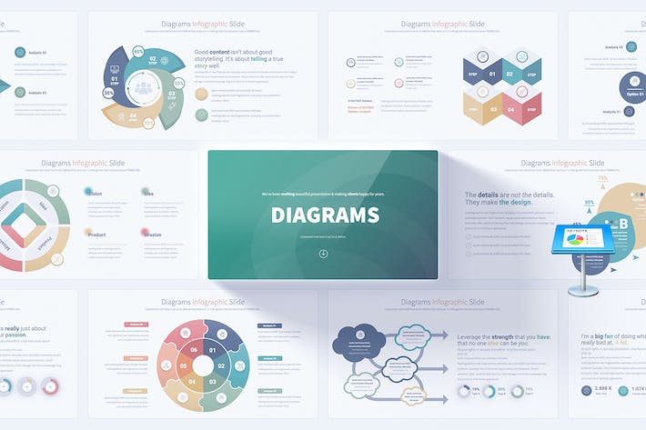圆形循环数据图形聚合要点信息图形国外keynote模板 - 顶尖PPT