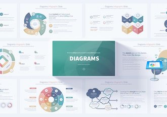 圆形循环数据图形聚合要点信息图形国外keynote模板 - 顶尖PPT