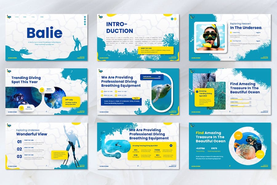 巴厘岛跳水运动体育主题Keynote模板 - 顶尖PPT