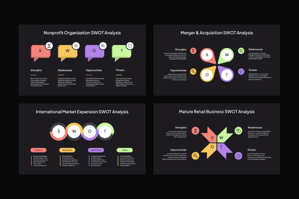SWOT分析信息图形keynote模板 - 顶尖PPT
