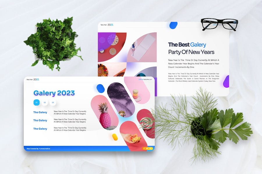 新年派对喜迎新年元旦祝福节日主题PPT模板 - 顶尖PPT