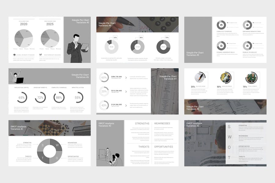 创意黑白商业简介商务概念插画PPT模板 - 顶尖PPT