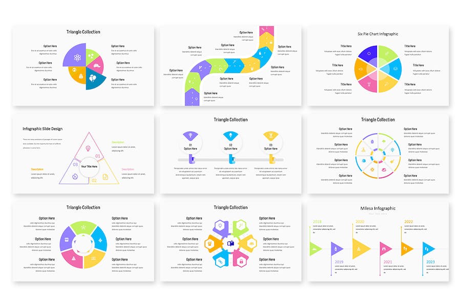 多色彩三角形信息图表PPT模板 - 顶尖PPT