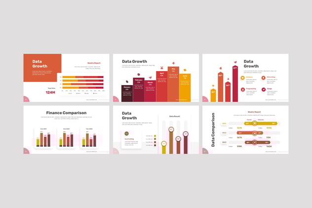 红色条形图数据图形keynote模板 - 顶尖PPT