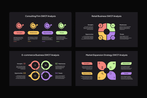 SWOT分析信息图形keynote模板 - 顶尖PPT