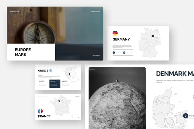 欧洲地图信息图形keynote模板 - 顶尖PPT