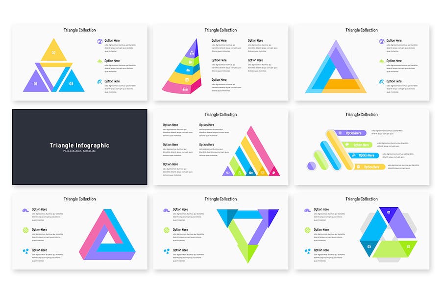 多色彩三角形信息图表PPT模板 - 顶尖PPT