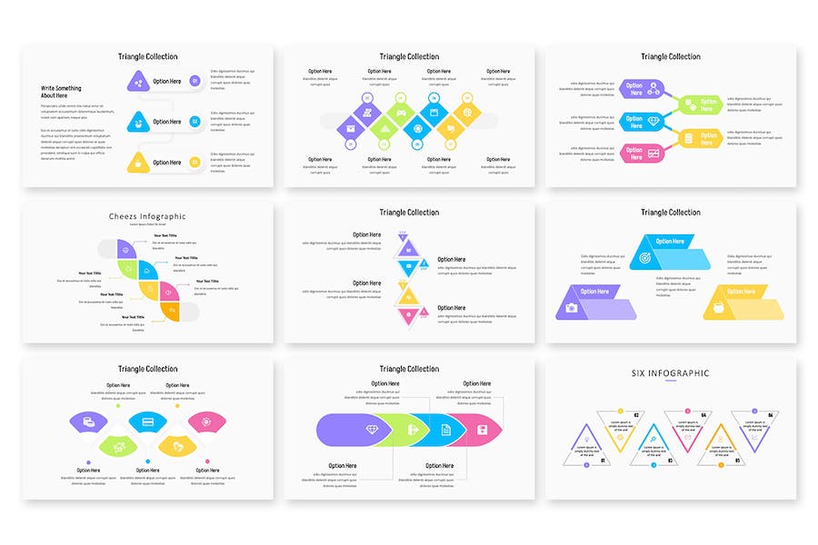 多色彩三角形信息图表PPT模板 - 顶尖PPT