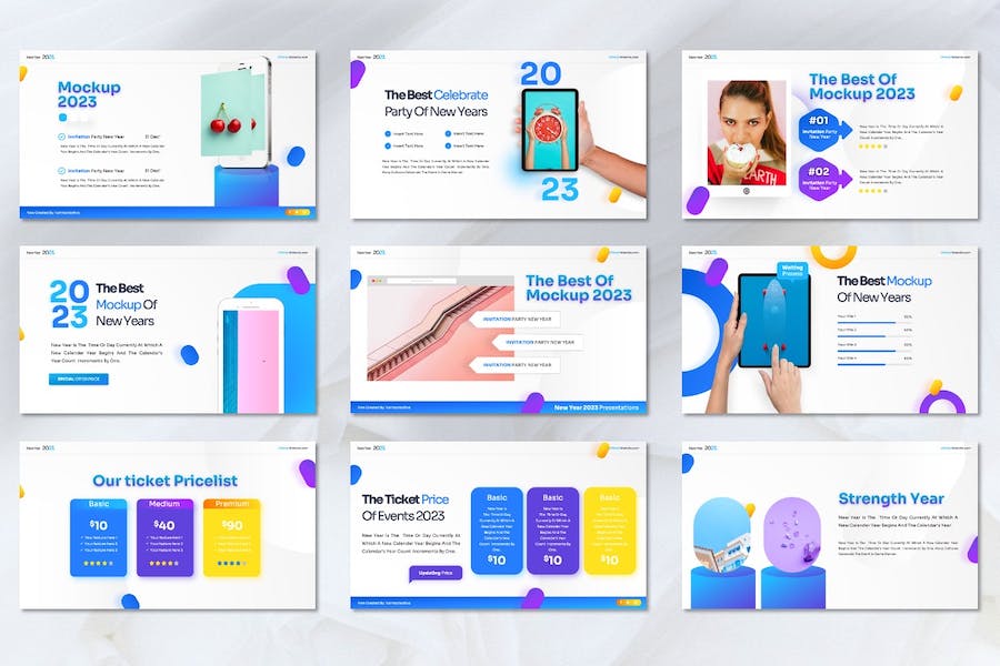 新年派对喜迎新年元旦祝福节日主题PPT模板 - 顶尖PPT