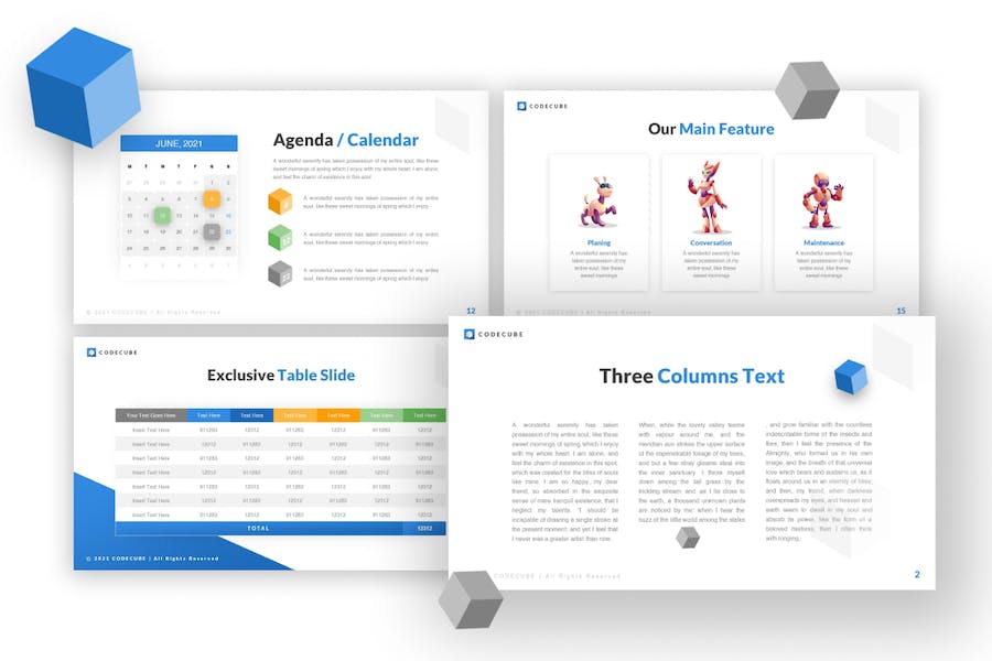 创意科技方块人工智能SWOT分析未来科技虚拟现实keynote模板 - 顶尖PPT