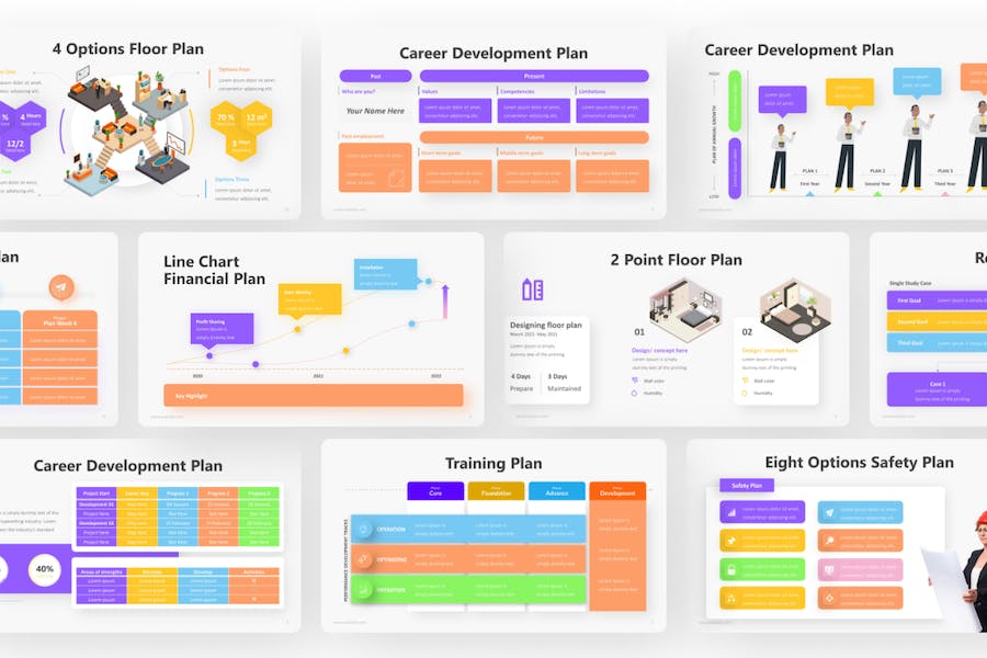 多色彩计划信息图表PPT模板 - 顶尖PPT