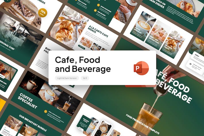 咖啡馆活动餐饮美食介绍展示国外PPT模板 - 顶尖PPT