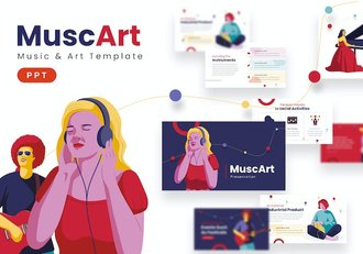 卡通风简约音乐节演唱会主题通用PPT模板 - 顶尖PPT