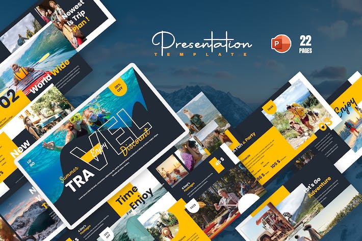 山地旅游攻略行程规划景点介绍PPT模板 - 顶尖PPT