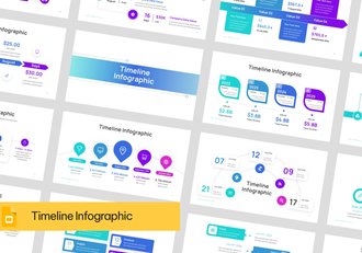 蓝紫渐变时间轴发展历程图形PPT模板 - 顶尖PPT