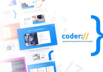 程序员代码编辑器宣传展示电脑编程工具介绍推广PPT模板 - 顶尖PPT