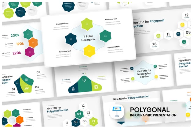 多边形流程关系图形keynote模板 - 顶尖PPT