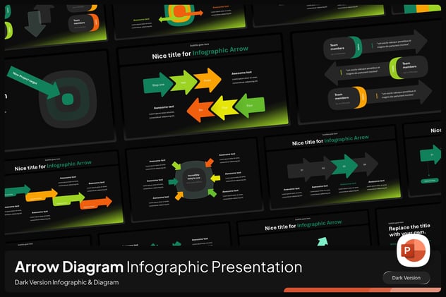 黑色背景箭头图形PPT模板 - 顶尖PPT
