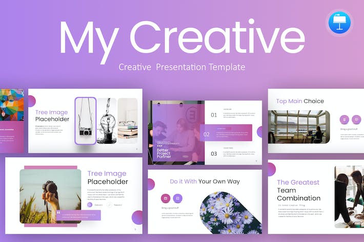 精美时尚紫色渐变风商业计划商务合作多用途keynote模板 - 顶尖PPT