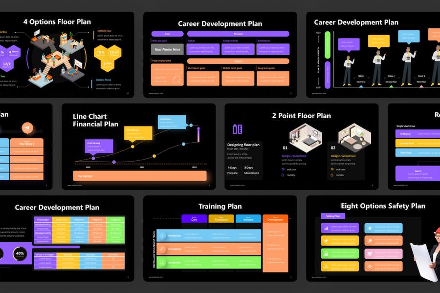 多色彩计划信息图表PPT模板 - 顶尖PPT