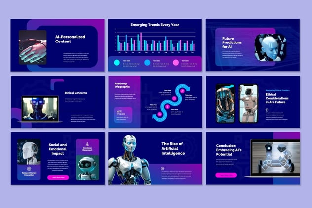 人工智能创新AI机器人PPT模板 - 顶尖PPT